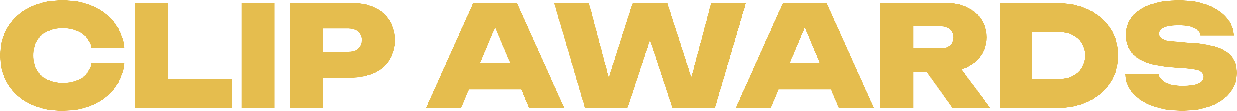 Wortmarke der Clip Awards, der Schriftzug CLIP AWARDS in Gold
