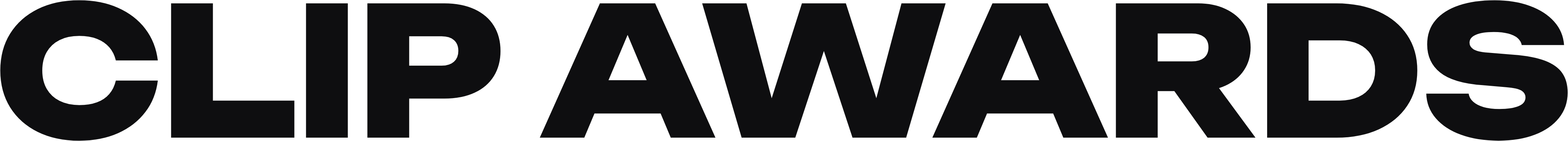 Wortmarke der Clip Awards, der Schriftzug CLIP AWARDS in Schwarz